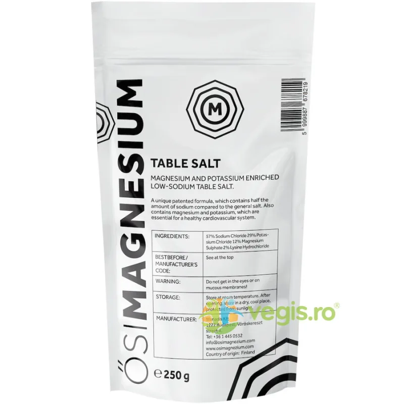 Sare de Masa cu Continut Redus de Sodiu Imbogatita cu Magneziu 250g OSIMAGNESIUM — preț și oferte