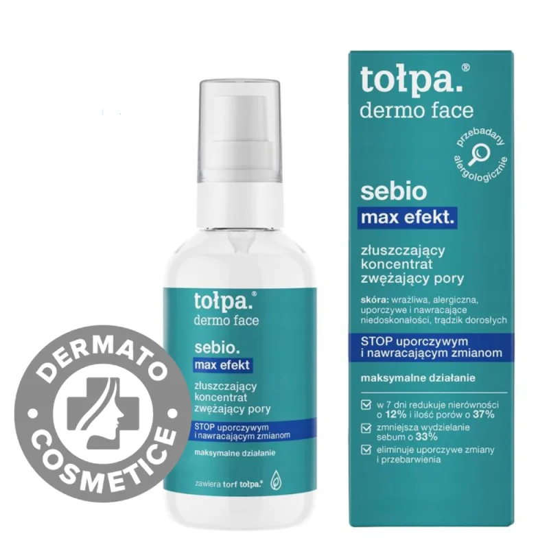 Concentrat tonic exfoliant pentru micsorarea porilor Dermo Face Sebio Max Efekt, 75ml, Tołpa — preț și oferte