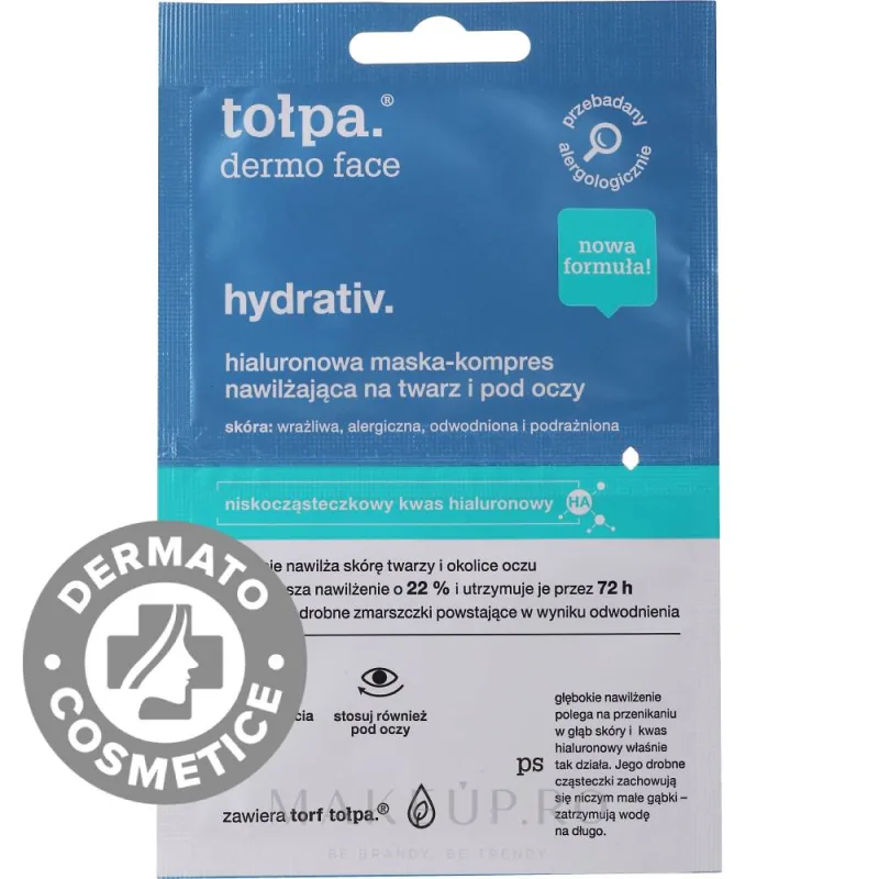 Masca-compresa cu acid hialuronic pentru fata Hydrativ, 2 × 6ml, Tolpa — preț și oferte