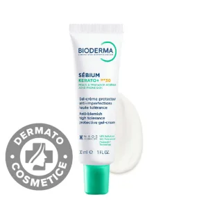 Gel-crema anti-imperfectiuni cu actiune keratolitica si protectie solara pentru ten predispus la acnee Sebium Kerato+ SPF 30, 30ml, Bioderma