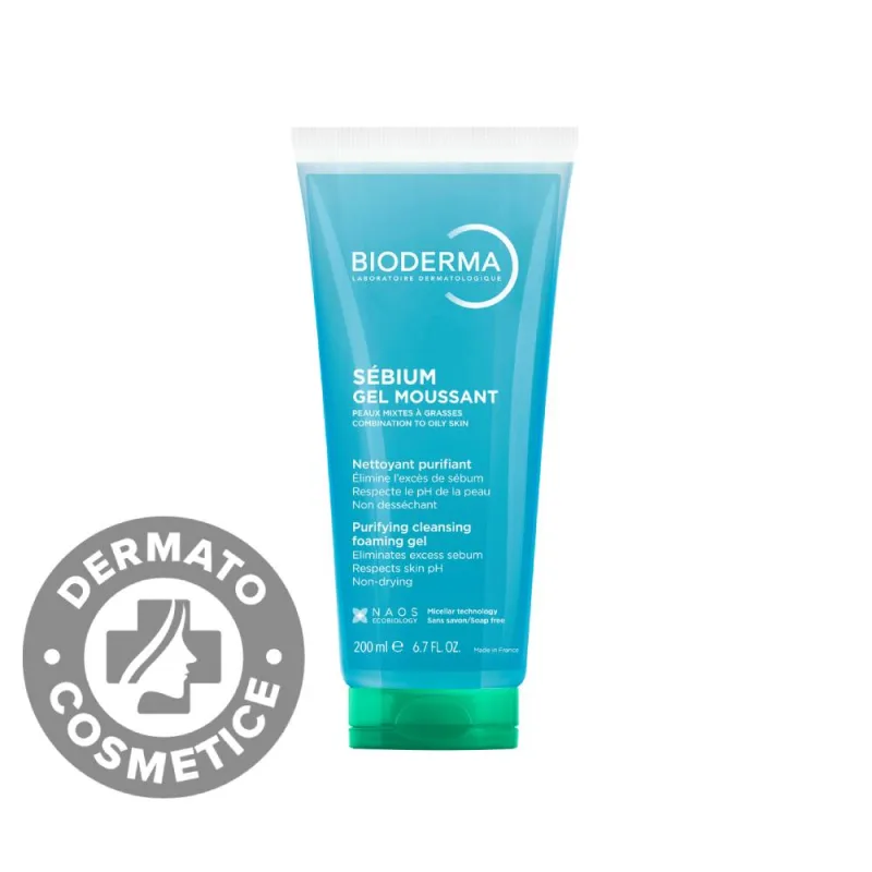 Gel curatare fata pentru ten mixt gras Sebium, 200ml, Bioderma — preț și oferte