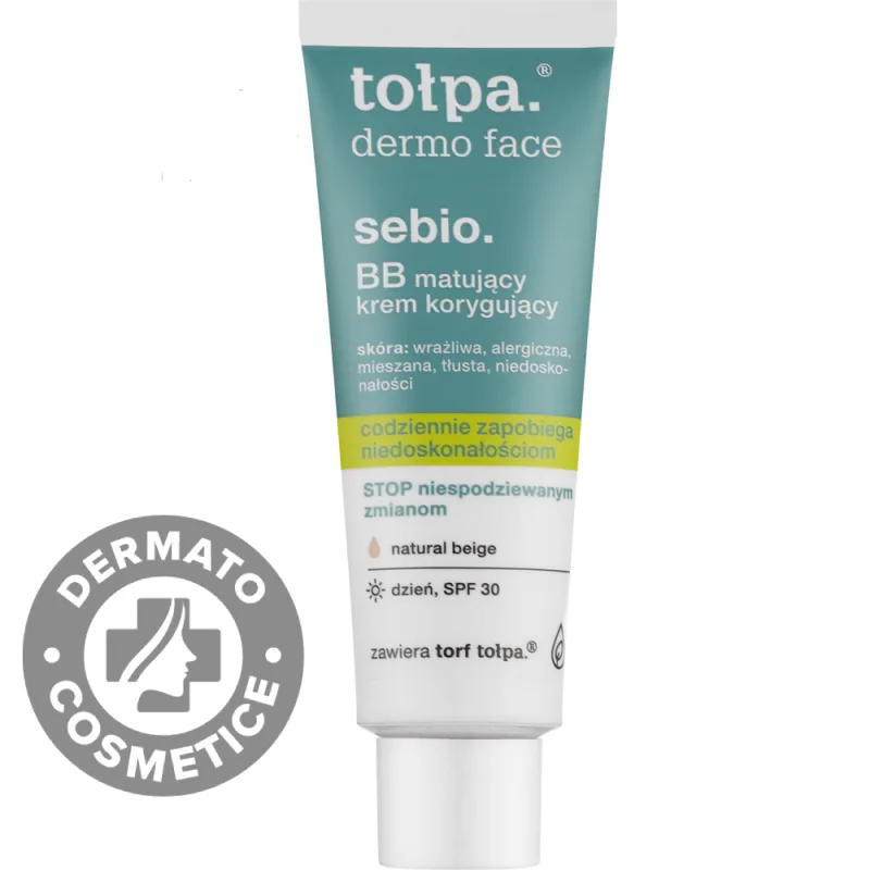 BB cream matifiant SPF30 pentru ten gras si acneic Dermo Face Sebio, 40ml, Tołpa — preț și oferte