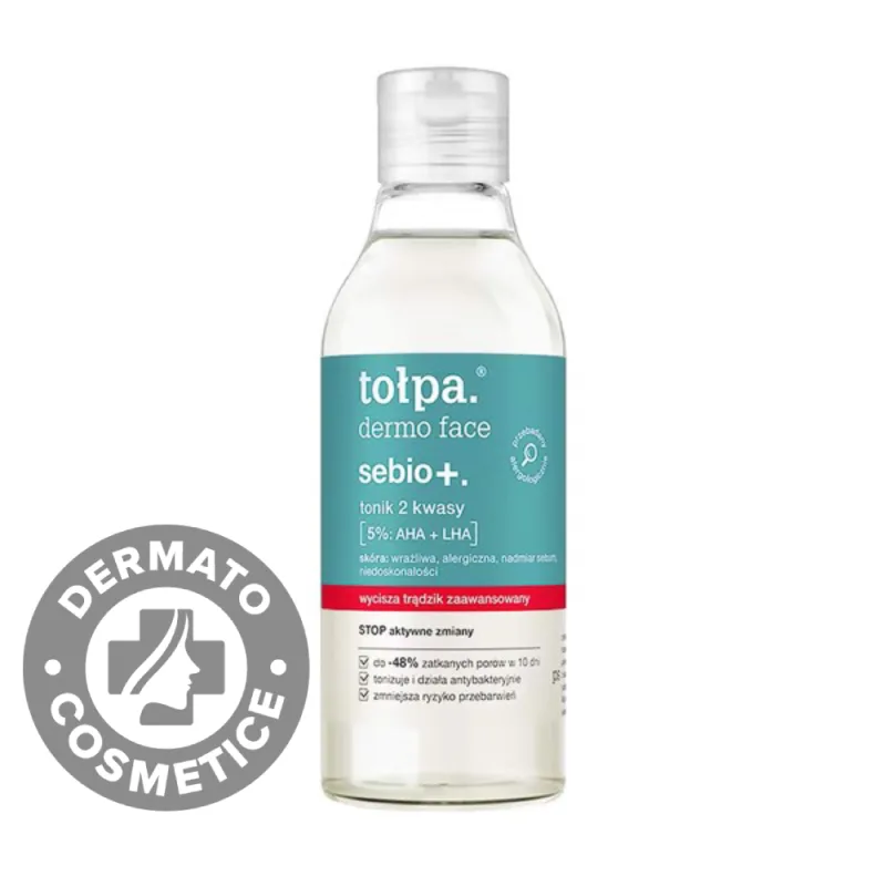 Toner cu AHA + LHA pentru ten gras si acneic Dermo Face Sebio+, 200ml, Tołpa — preț și oferte