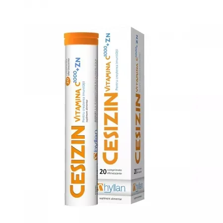 Cesizin Vitamina C 1000 +Zn, 20 comprimate efervescente, Hyllan HYLLAN PHARMA — preț și oferte