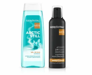 GEROVITAL Men Pachet Arctic Still – Gel de duș 400 ml + Deodorant Antiperspirant Ambitious 150 ml, Farmec