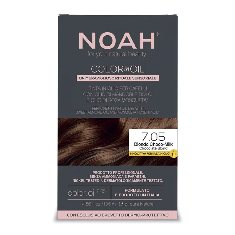 Vopsea de par permanenta fara amoniac, 7.05 Chocolate Blond, Color in Oil, 135 ml, Noah — preț și oferte