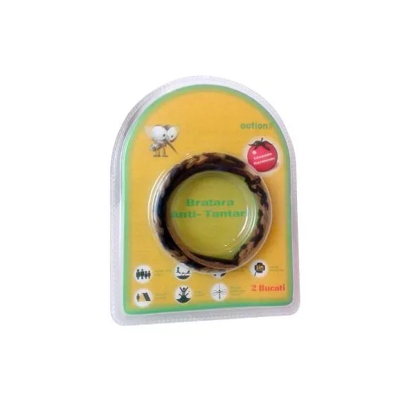 Bratara anti-tantari din piele ecologica, 2 bucati, Citronella — preț și oferte