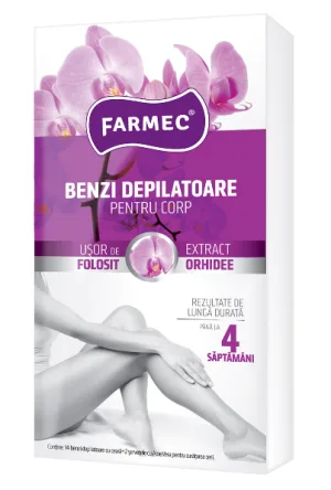 Benzi depilatoare cu extract de orhidee, 7x2 benzi depilatoare + 2 servetele, Farmec