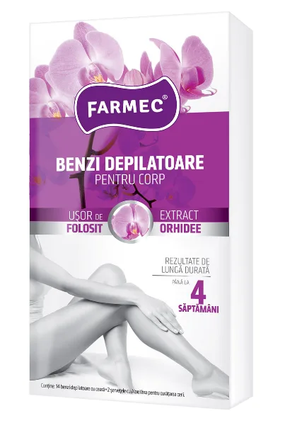 Benzi depilatoare cu extract de orhidee, 7x2 benzi depilatoare + 2 servetele, Farmec — preț și oferte