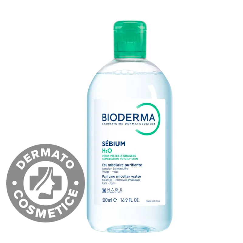 Apa micelara pentru ten gras si predispus la acnee Sebium H2O, 500ml, Bioderma — preț și oferte