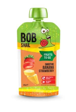 Smoothie cu banana si capsuni, 120g, Bob Snail