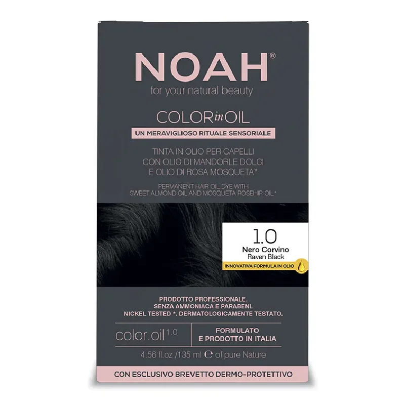 Vopsea de par permanenta fara amoniac, 1.0 Negru Intens, Color in Oil, 135 ml, Noah — preț și oferte