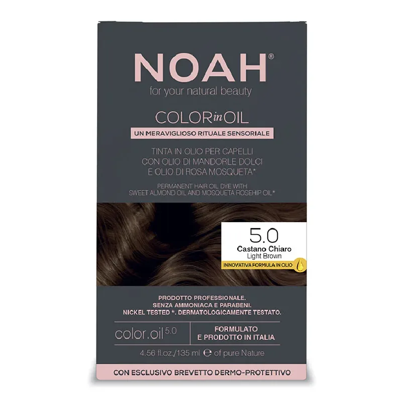 Vopsea de par permanenta fara amoniac, 5.0 Saten Deschis, Color in Oil, 135 ml, Noah — preț și oferte