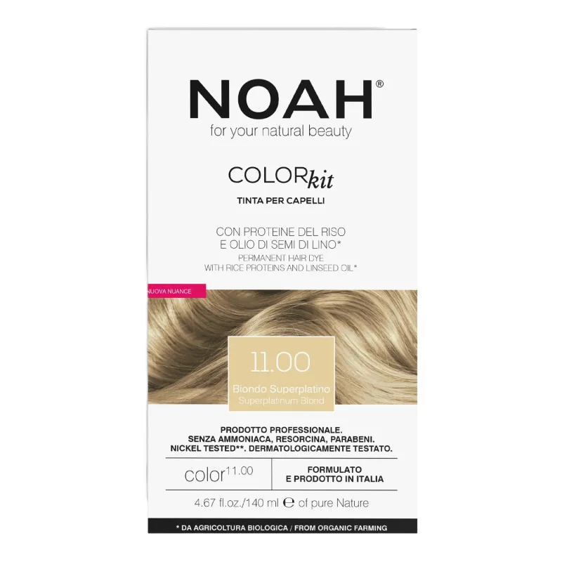 Vopsea de par naturala fara amoniac, 11.00 Blond Platinat, Color kit, 140 ml, Noah — preț și oferte