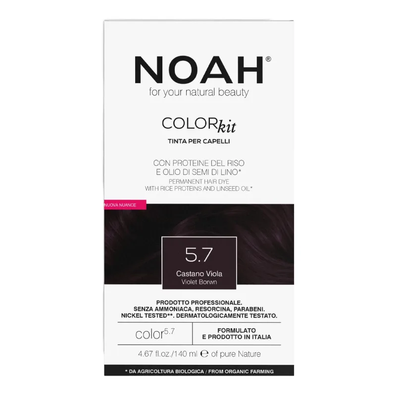 Vopsea de par naturala fara amoniac, 5.7 Saten violet, Color kit, 140 ml, Noah — preț și oferte