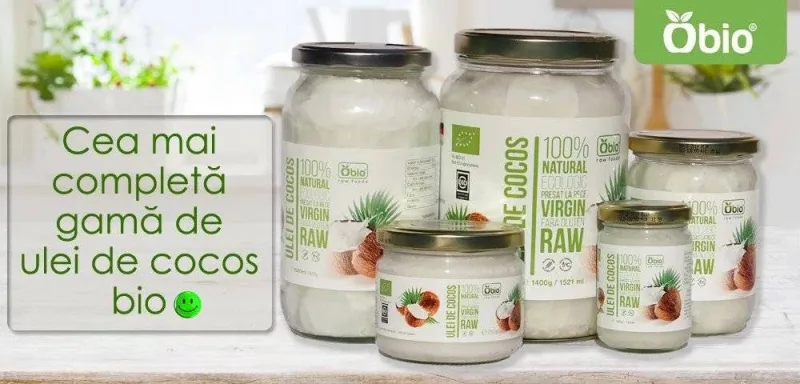 Ulei de cocos extra virgin, ECO-BIO, OBIO - 500ml (450g) — preț și oferte
