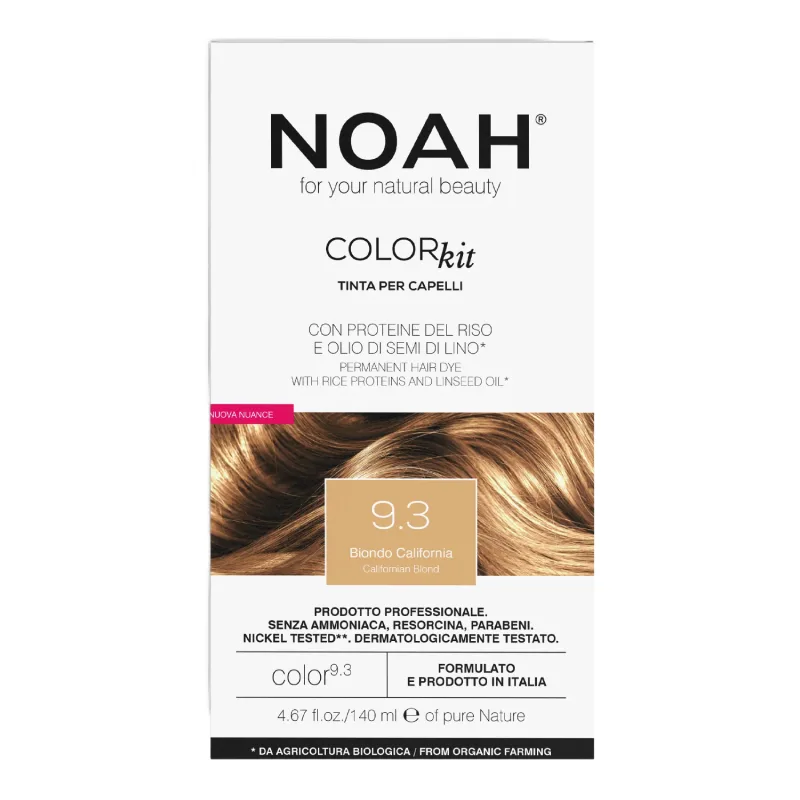 Vopsea de par naturala fara amoniac, 9.3 Blond California, Color kit, 140 ml, Noah — preț și oferte