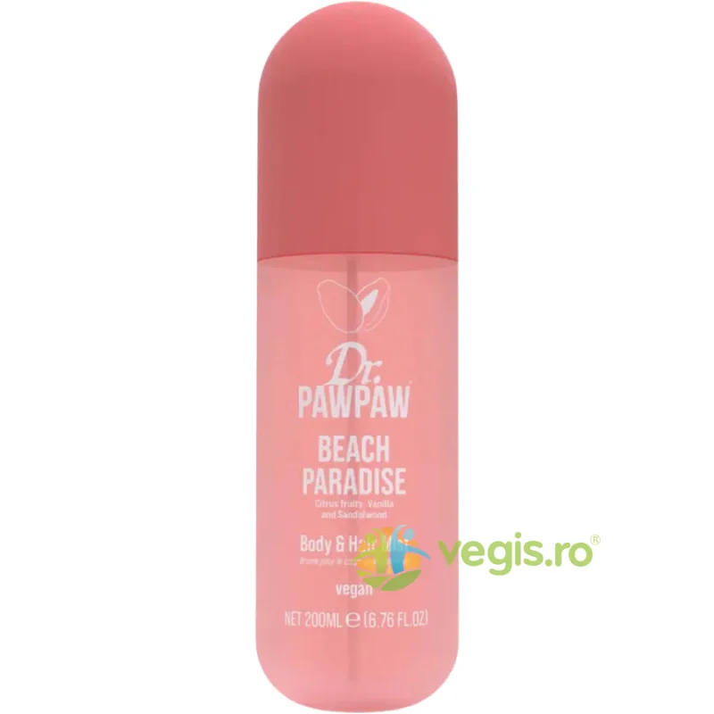 Spray pentru Corp si Par cu Parfum de Citrice, Vanilie si Lemn de Santal Beach Paradise 200ml Dr.PAWPAW — preț și oferte