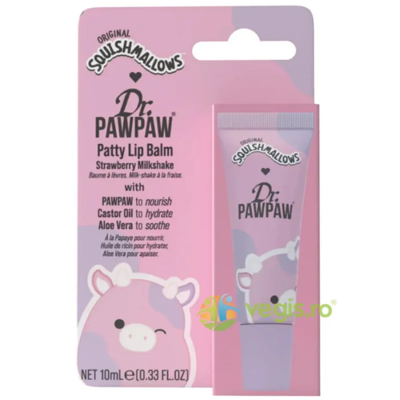 Balsam de Buze cu Extract de Papaya, UIei de Ricin si Aloe Vera cu Aroma de Milkshake de Capsuni 10ml Dr.PAWPAW — preț și oferte