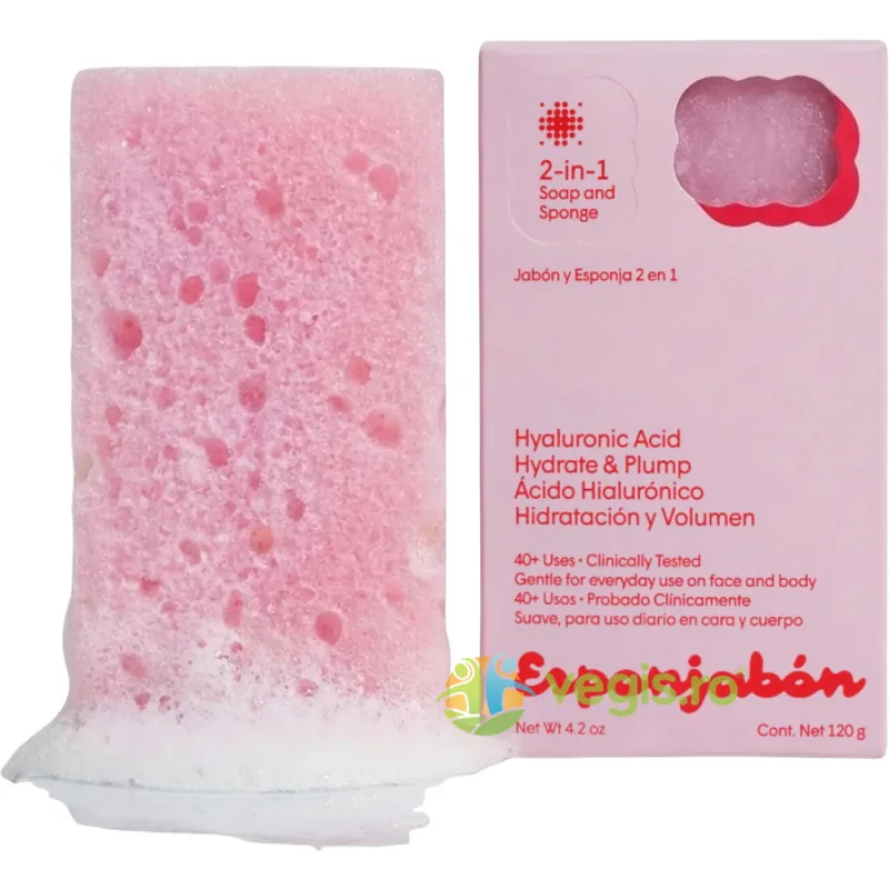 Burete de Baie si Sapun Incorporat 2 in 1 cu Efect Hidratant si Volumizant cu Acid Hialuronic 120g ESPONJABON — preț și oferte