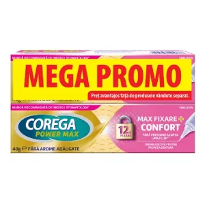 Pachet Crema adeziva pentru proteza dentara Power Max Fixare+ Confort, 2*40 g, Haleon