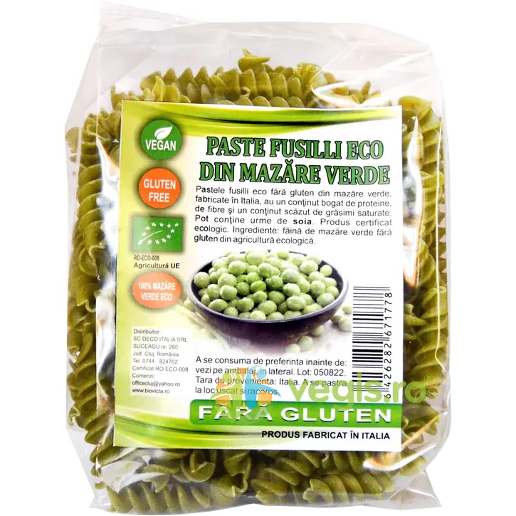 Paste Fusilli din Mazare Verde fara Gluten 250g Deco Italia — preț și oferte