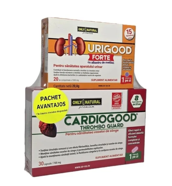 Pachet Cardiogood x 30 + Urigood Forte x 20, Only Natural — preț și oferte