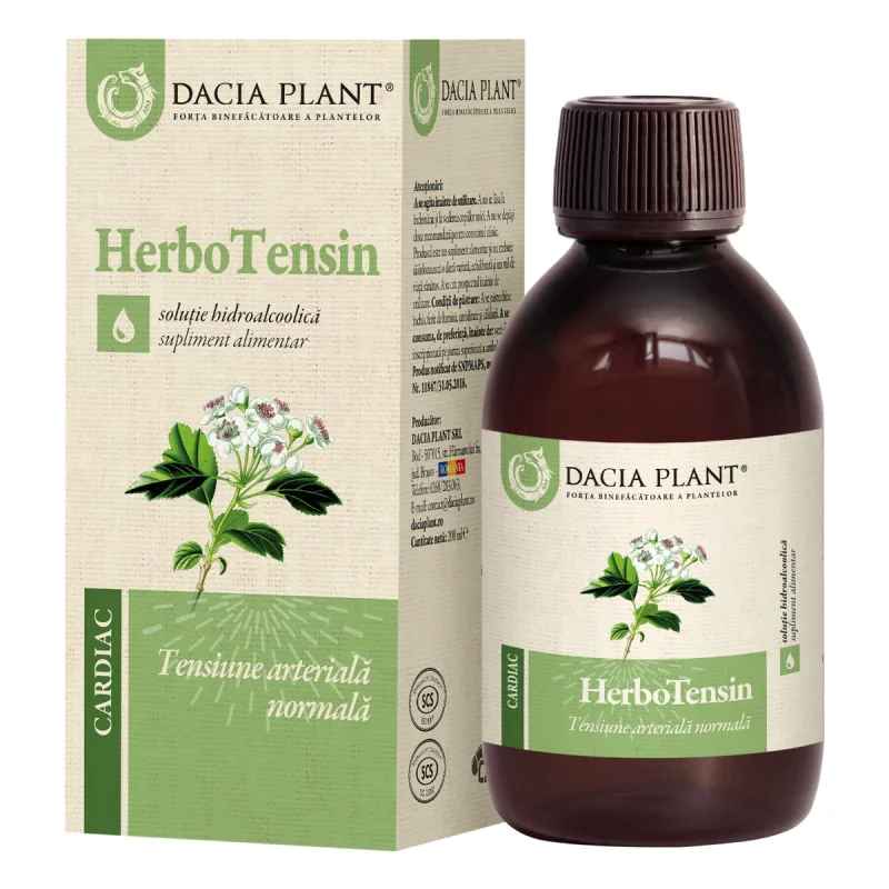Tinctura pentru reglarea tensiunii HerboTensin, 200ml, Dacia Plant — preț și oferte
