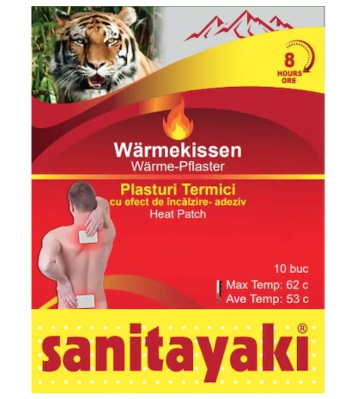 Plasturi cu efect de incalzire 8 ore 9.5 x 13cm , 10 bucati, Sanitayaki — preț și oferte