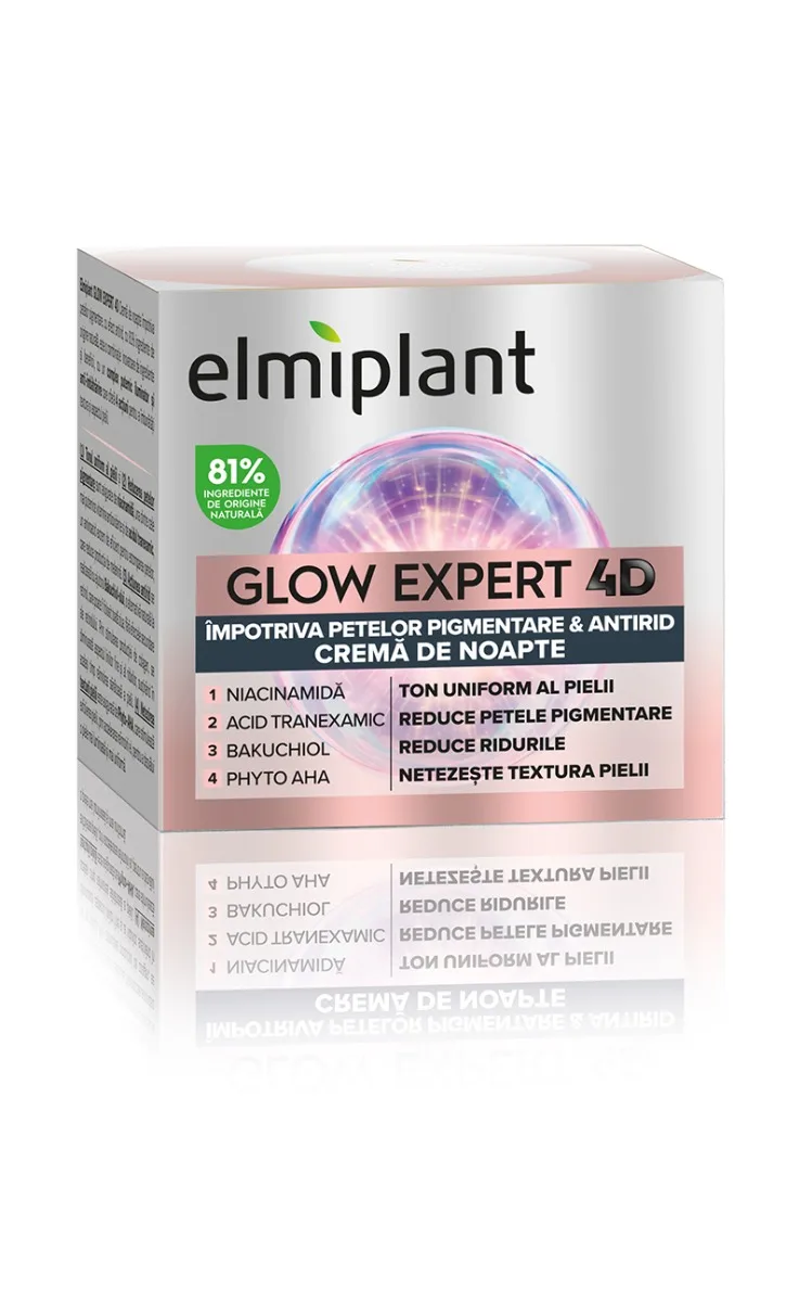 Crema de noapte impotriva petelor pigmentare si antirid Glow Expert 4D, 50ml, Elmiplant — preț și oferte