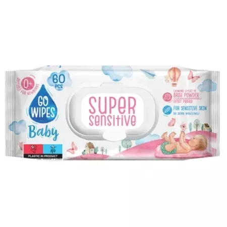 Servetele umede pentru copii Super sensitive, 60 bucati, Go Wipes — preț și oferte