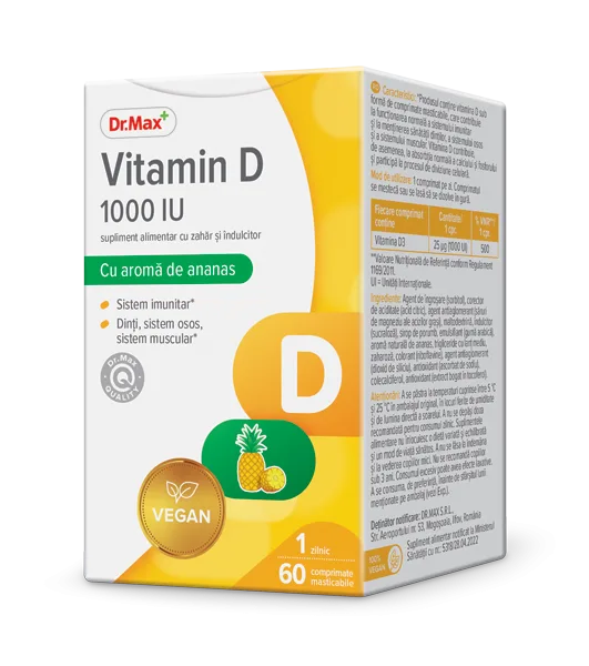 Dr.Max Vitamin D 1000UI, 60 comprimate masticabile — preț și oferte