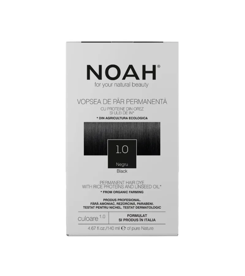 Vopsea de par naturala Negru (1.0), 140ml, Noah — preț și oferte
