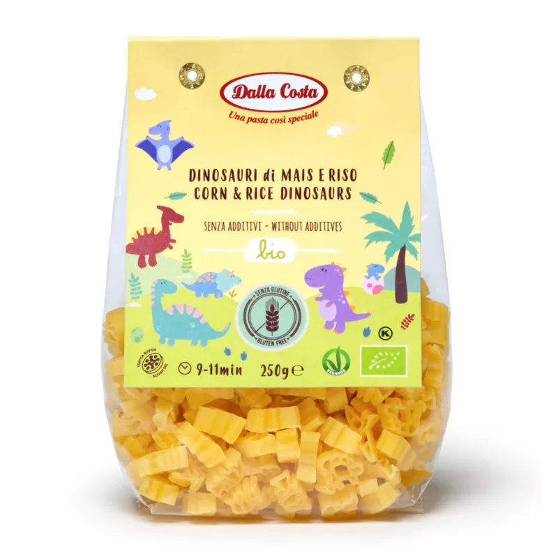 Paste Bio din porumb si orez fara gluten Dinozauri, 250g, Dalla Costa — preț și oferte