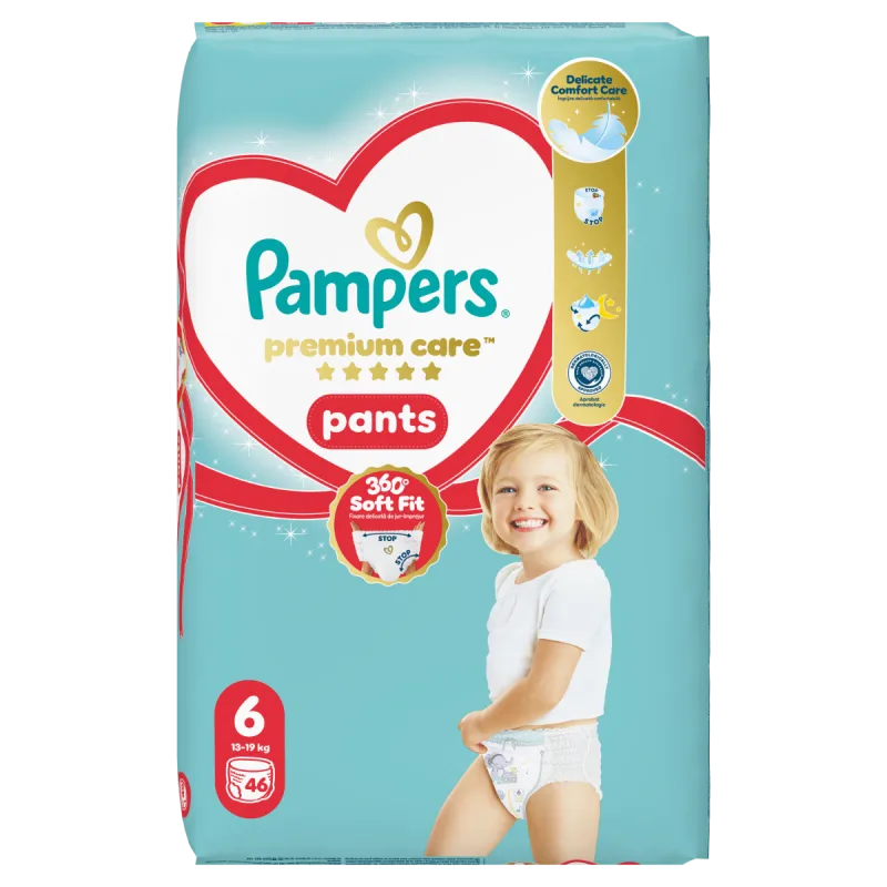 Scutece chilotel Premium Care Pants Jumbo Pack Marimea 6, 13-19 kg, 46 bucati, Pampers — preț și oferte