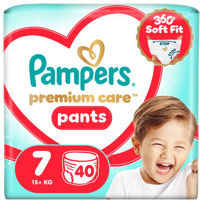 Scutece-Chilotel Premium Care Marimea 7 15kg+,  40 bucati, Pampers — preț și oferte