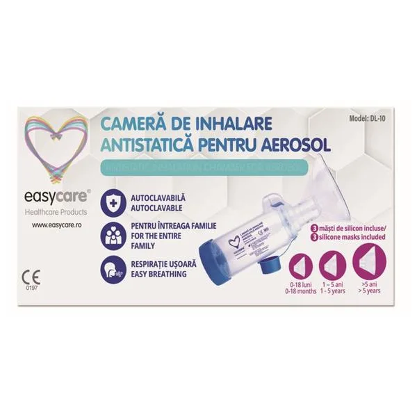 Easy Care camera de inhalare antistatica pentru aerosol cu 3masti din silicon  DL-10  Wayson Medical — preț și oferte