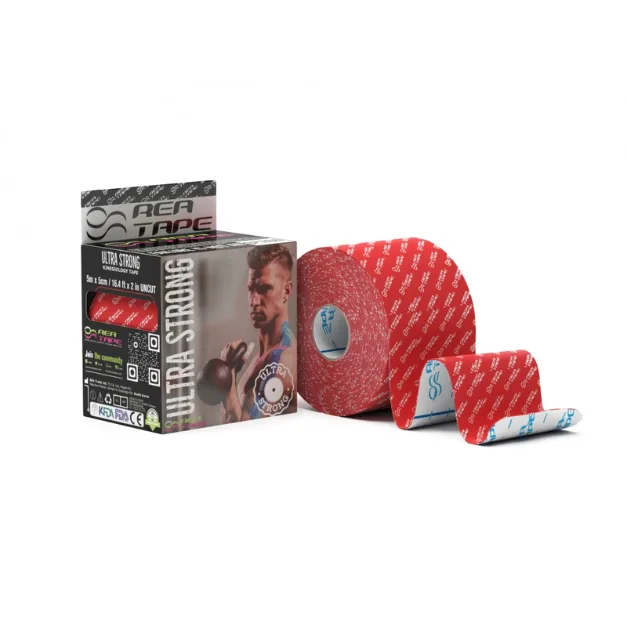 Banda kinesiologica premium Ultra Strong, rosu, 5 cm*5 m, REA Tape — preț și oferte