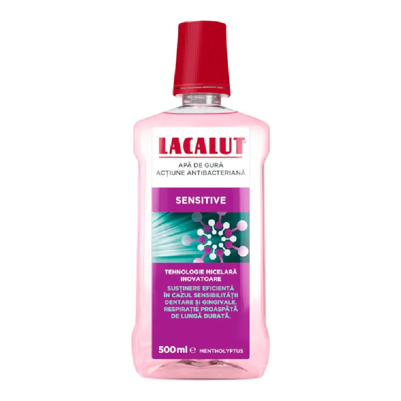 Apa de gura micelara cu actiune antibacteriana Sensitive, 500 ml, Lacalut ZDROVIT — preț și oferte