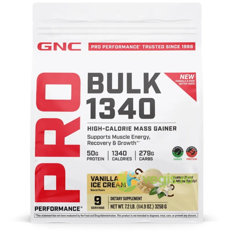 Formula Proteica pentru Cresterea in Greutate cu Aroma de Vanilie Testata Antidoping 3258g GNC — preț și oferte