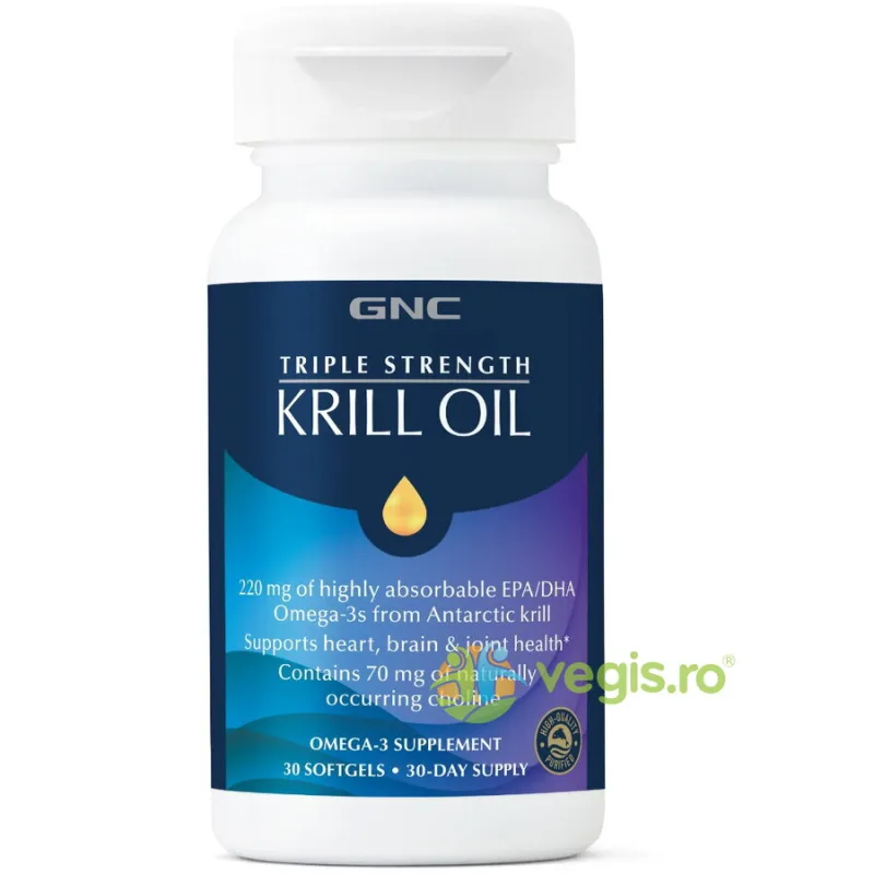 Omega-3 Premium din Krill pentru Inima, Creier, Articulatii si Vedere 30cps GNC — preț și oferte