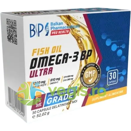 Omega 3 Ultra Fish Oil 1300mg 30cps moi Balkan Pharmaceuticals — preț și oferte