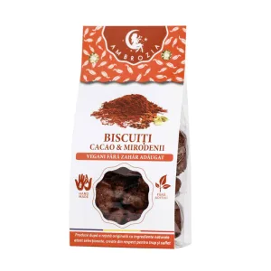 BISCUITI VEGANI CU CACAO SI MIRODENII, fara zahar – 130g - Hiper Ambrozia