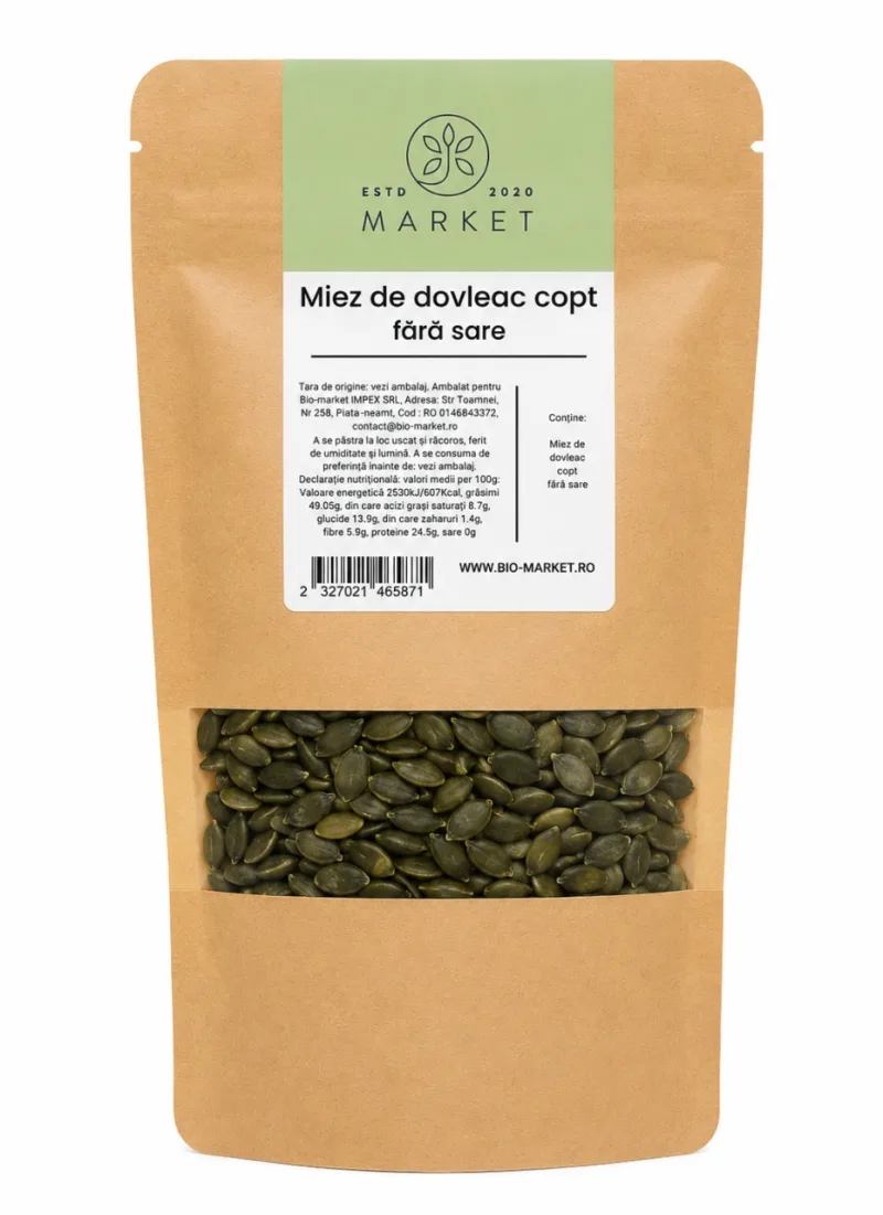 Miez de Dovleac Copt fără Sare, 250 g, Bio-Market — preț și oferte