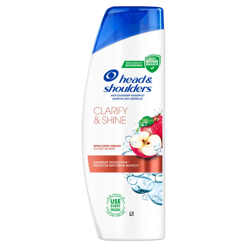 Sampon anti-matreata cu Otet de Mere Clarify & Shine, 400ml, Head&Shoulders — preț și oferte