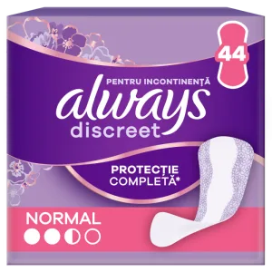 Absorbante pentru incontinenta urinara Discreet Normal, 44 bucati, Always