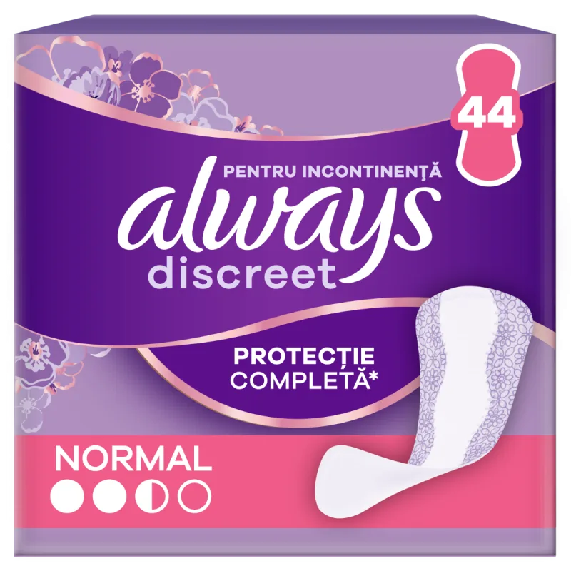 Absorbante pentru incontinenta urinara Discreet Normal, 44 bucati, Always — preț și oferte