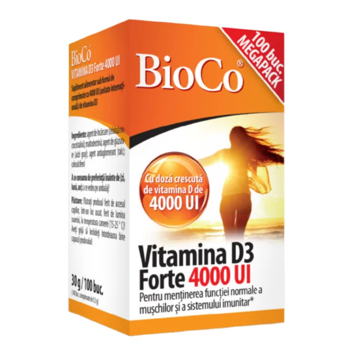 Vitamina D3 Forte 4000UI, 100 comprimate, BioCo — preț și oferte