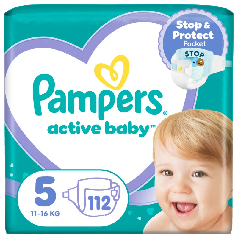Scutece Active Baby Mega Box Marimea 5 11-16 kg, 112 bucati, Pampers — preț și oferte