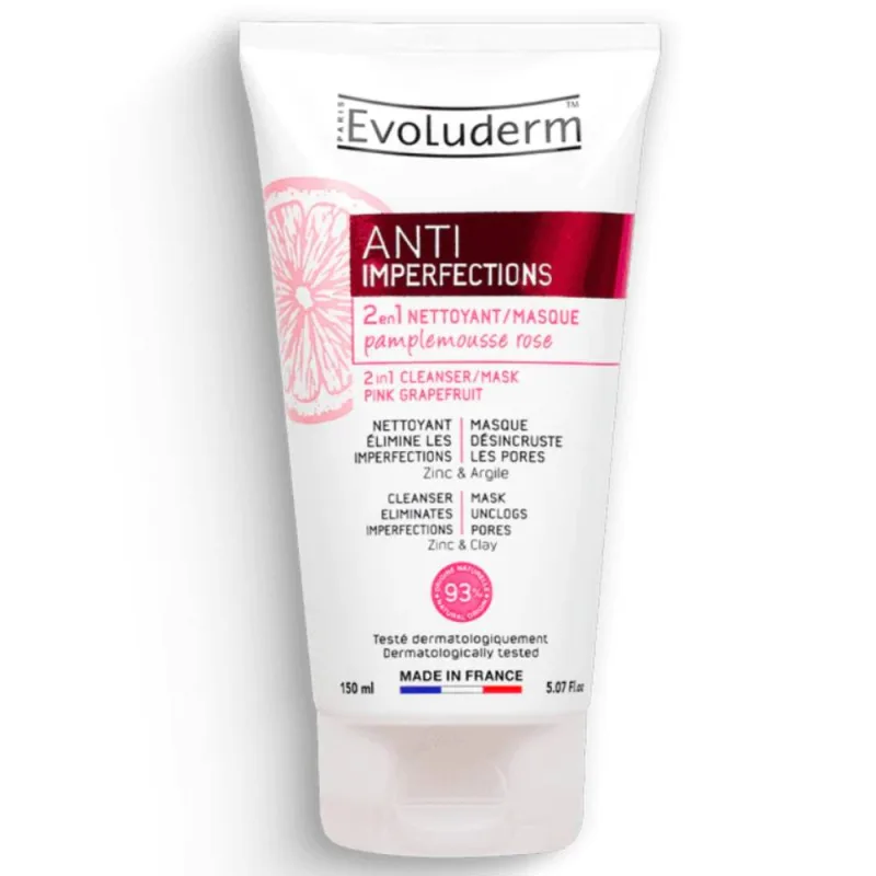Masca de curatare pentru ten 2 in 1 anti-imperfectiuni, 150ml, Evoluderm — preț și oferte